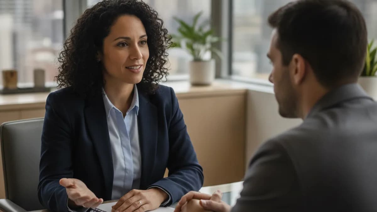 Attorney consults a concerned client in a modern, well-lit office, discussing legal options for a first-time DUI.