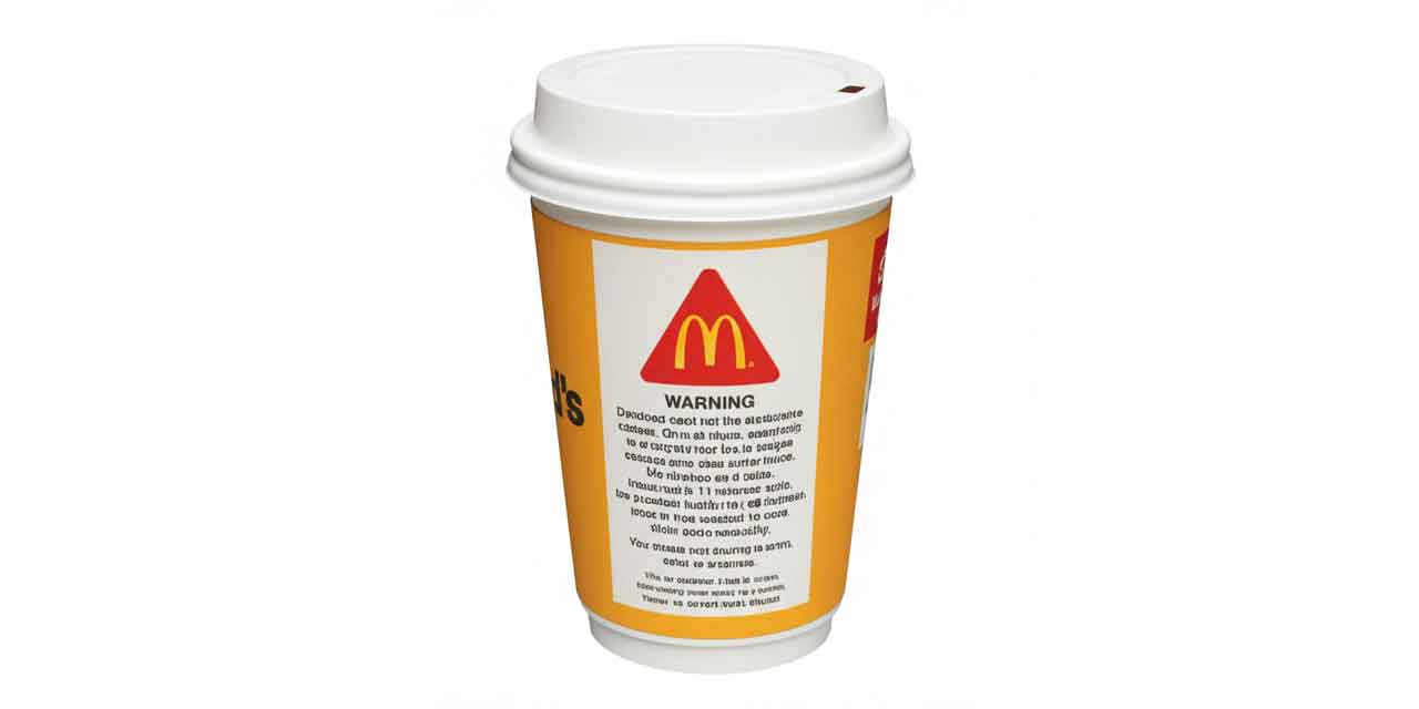 McDonalds case Cup of coffee with warning label